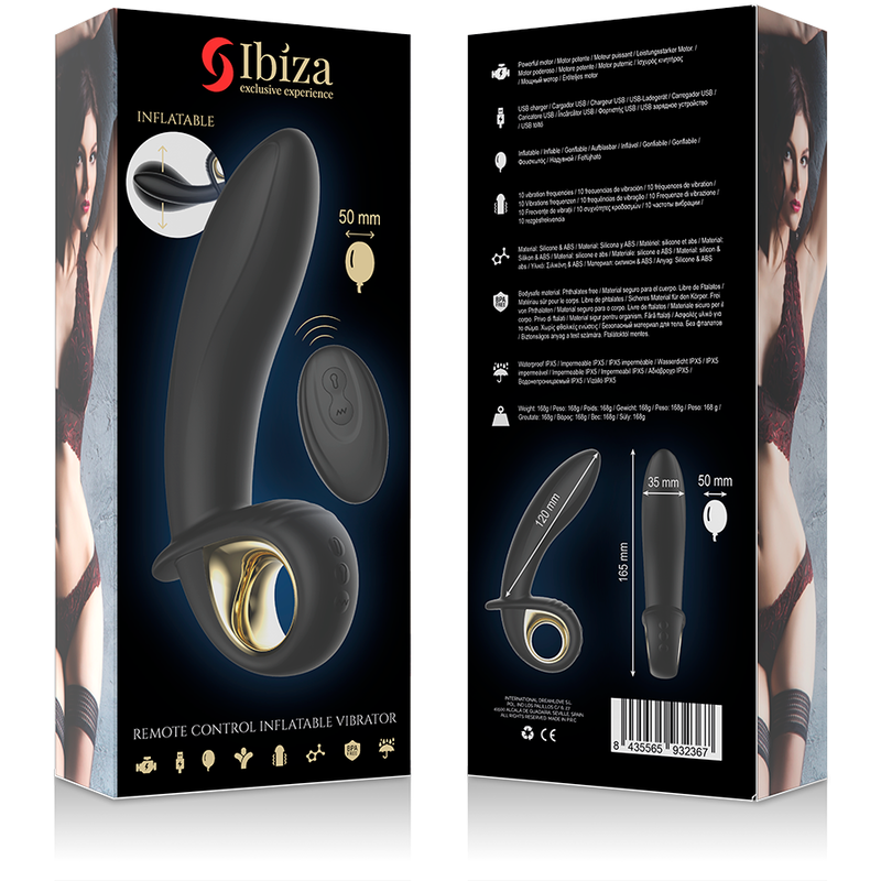 ibiza leistungsstarker aufblasbarer anal/vaginal vibrator mit fernbedienung