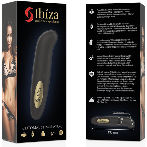 ibiza kliterstimulator usb ladegert 10 vibrationsmodi golden 13 x 2,9 cm