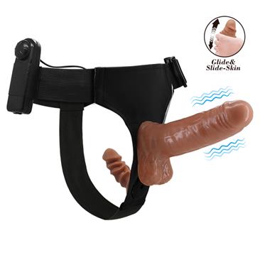 BAILE Harness mit doppeltem einziehbarem Dildo mit Vibrationsfunktion – Bild 5