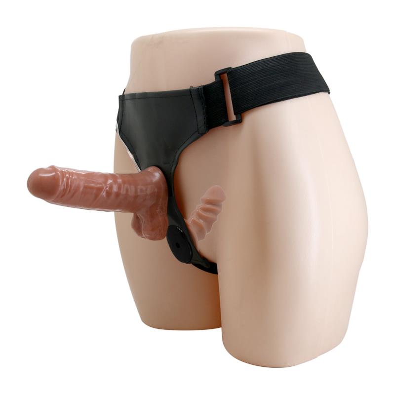 BAILE Harness mit doppeltem einziehbarem Dildo mit Vibrationsfunktion – Bild 4