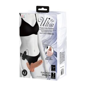 BAILE Harness mit doppeltem einziehbarem Dildo mit Vibrationsfunktion